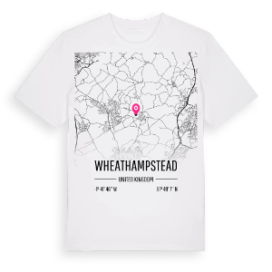 Wheathampstead karta t-shirt – ekologisk bomull t-shirt från Pinshirt