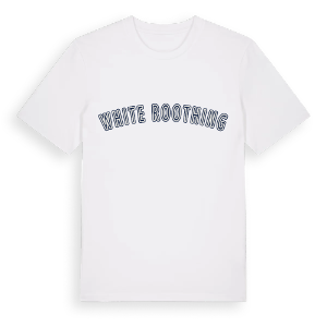 White Roothing college t-shirt – ekologisk bomull t-shirt från Pinshirt