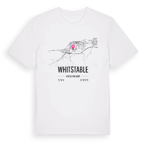 Whitstable karta t-shirt – ekologisk bomull t-shirt från Pinshirt