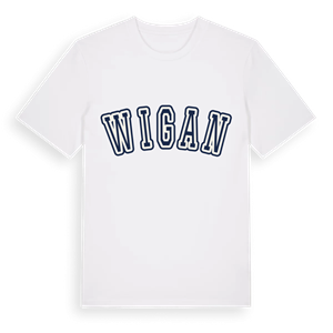 Wigan college t-shirt – ekologisk bomull t-shirt från Pinshirt