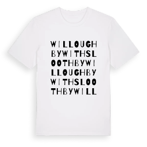 Willoughby with Sloothby ordlek t-shirt – ekologisk bomull t-shirt från Pinshirt