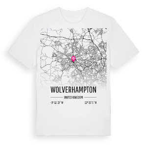Wolverhampton karta t-shirt – ekologisk bomull t-shirt från Pinshirt