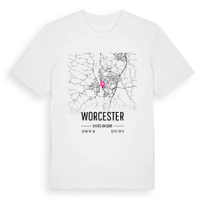 Worcester karta t-shirt – ekologisk bomull t-shirt från Pinshirt