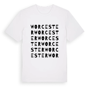 Worcester ordlek t-shirt – ekologisk bomull t-shirt från Pinshirt