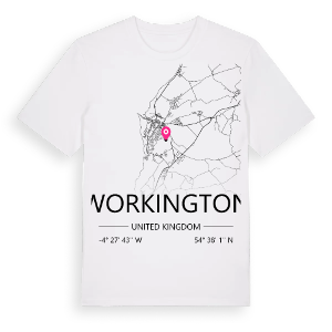 Workington karta t-shirt – ekologisk bomull t-shirt från Pinshirt