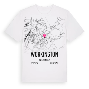 Workington karta t-shirt – ekologisk bomull t-shirt från Pinshirt