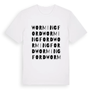 Wormingford ordlek t-shirt – ekologisk bomull t-shirt från Pinshirt