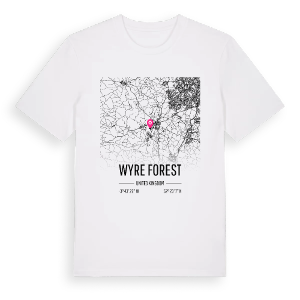 Wyre Forest karta t-shirt – ekologisk bomull t-shirt från Pinshirt