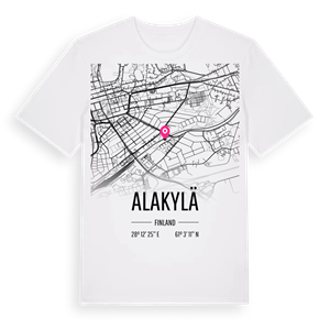 Alakylä karta t-shirt – ekologisk bomull t-shirt från Pinshirt