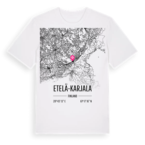Etelä-Karjala karta t-shirt – ekologisk bomull t-shirt från Pinshirt