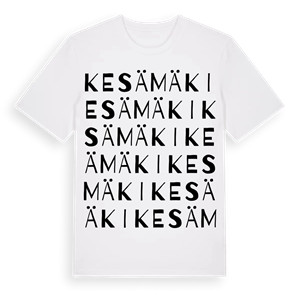 Kesämäki ordlek t-shirt – ekologisk bomull t-shirt från Pinshirt