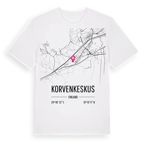 Korvenkeskus karta t-shirt – ekologisk bomull t-shirt från Pinshirt