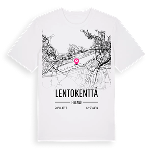 Lentokenttä karta t-shirt – ekologisk bomull t-shirt från Pinshirt
