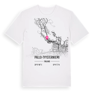 Pallo-Tyysterniemi karta t-shirt – ekologisk bomull t-shirt från Pinshirt