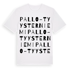 Pallo-Tyysterniemi ordlek t-shirt – ekologisk bomull t-shirt från Pinshirt