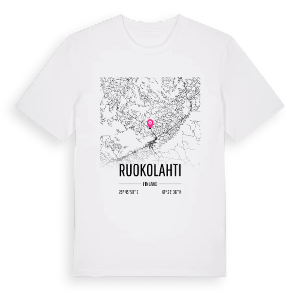 Ruokolahti karta t-shirt – ekologisk bomull t-shirt från Pinshirt