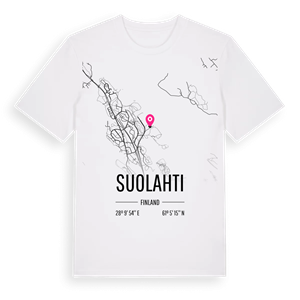 Suolahti karta t-shirt – ekologisk bomull t-shirt från Pinshirt