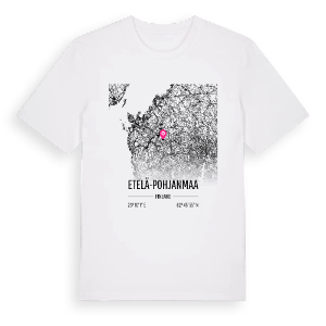 Etelä-Pohjanmaa karta t-shirt – ekologisk bomull t-shirt från Pinshirt