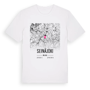 Seinäjoki karta t-shirt – ekologisk bomull t-shirt från Pinshirt