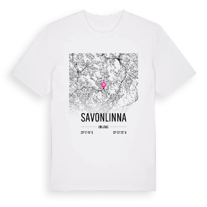Savonlinna karta t-shirt – ekologisk bomull t-shirt från Pinshirt