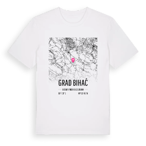 Grad Bihać karta t-shirt – ekologisk bomull t-shirt från Pinshirt