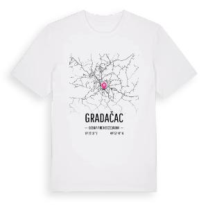 Gradačac karta t-shirt – ekologisk bomull t-shirt från Pinshirt