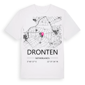 Dronten karta t-shirt – ekologisk bomull t-shirt från Pinshirt
