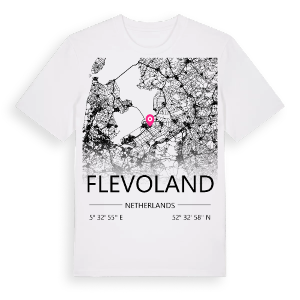 Flevoland karta t-shirt – ekologisk bomull t-shirt från Pinshirt