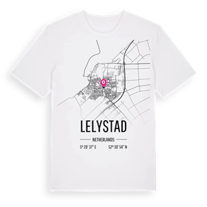 Lelystad karta t-shirt – ekologisk bomull t-shirt från Pinshirt