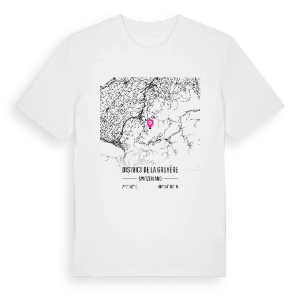 District de la Gruyère karta t-shirt – ekologisk bomull t-shirt från Pinshirt