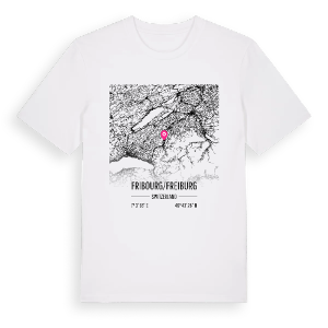 Fribourg/Freiburg karta t-shirt – ekologisk bomull t-shirt från Pinshirt