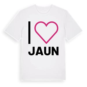 Jag älskar Jaun t-shirt stort tryck – ekologisk bomull t-shirt från Pinshirt