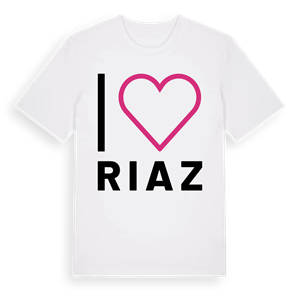 Jag älskar Riaz t-shirt stort tryck – ekologisk bomull t-shirt från Pinshirt