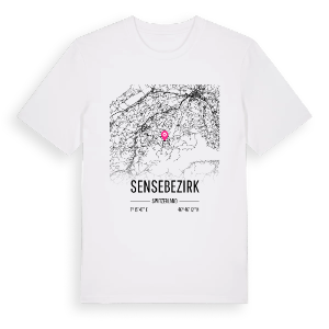 Sensebezirk karta t-shirt – ekologisk bomull t-shirt från Pinshirt