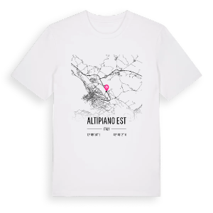 Altipiano Est karta t-shirt – ekologisk bomull t-shirt från Pinshirt