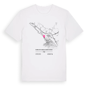Roiano-Gretta-Barcola-Cologna-Scorcola karta t-shirt – ekologisk bomull t-shirt från Pinshirt