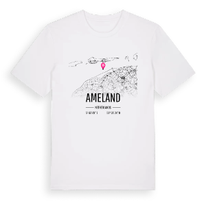 Ameland karta t-shirt – ekologisk bomull t-shirt från Pinshirt