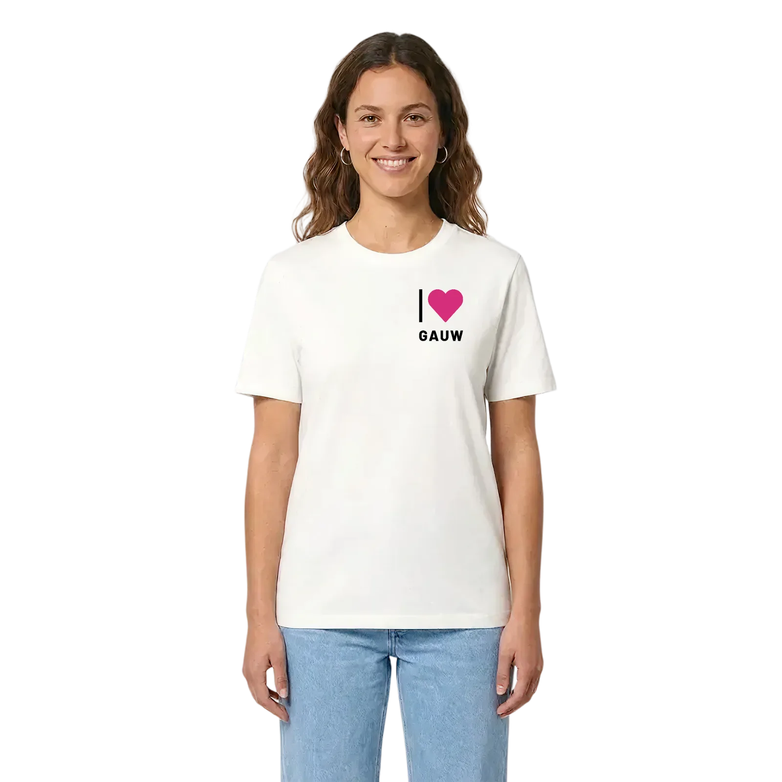 Jag älskar Gauw t-shirt litet tryck – White, i miljö