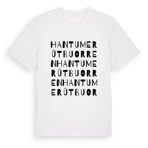 Hantumerútbuorren ordlek t-shirt – ekologisk bomull t-shirt från Pinshirt
