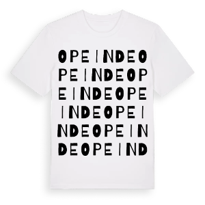 Opeinde ordlek t-shirt – ekologisk bomull t-shirt från Pinshirt