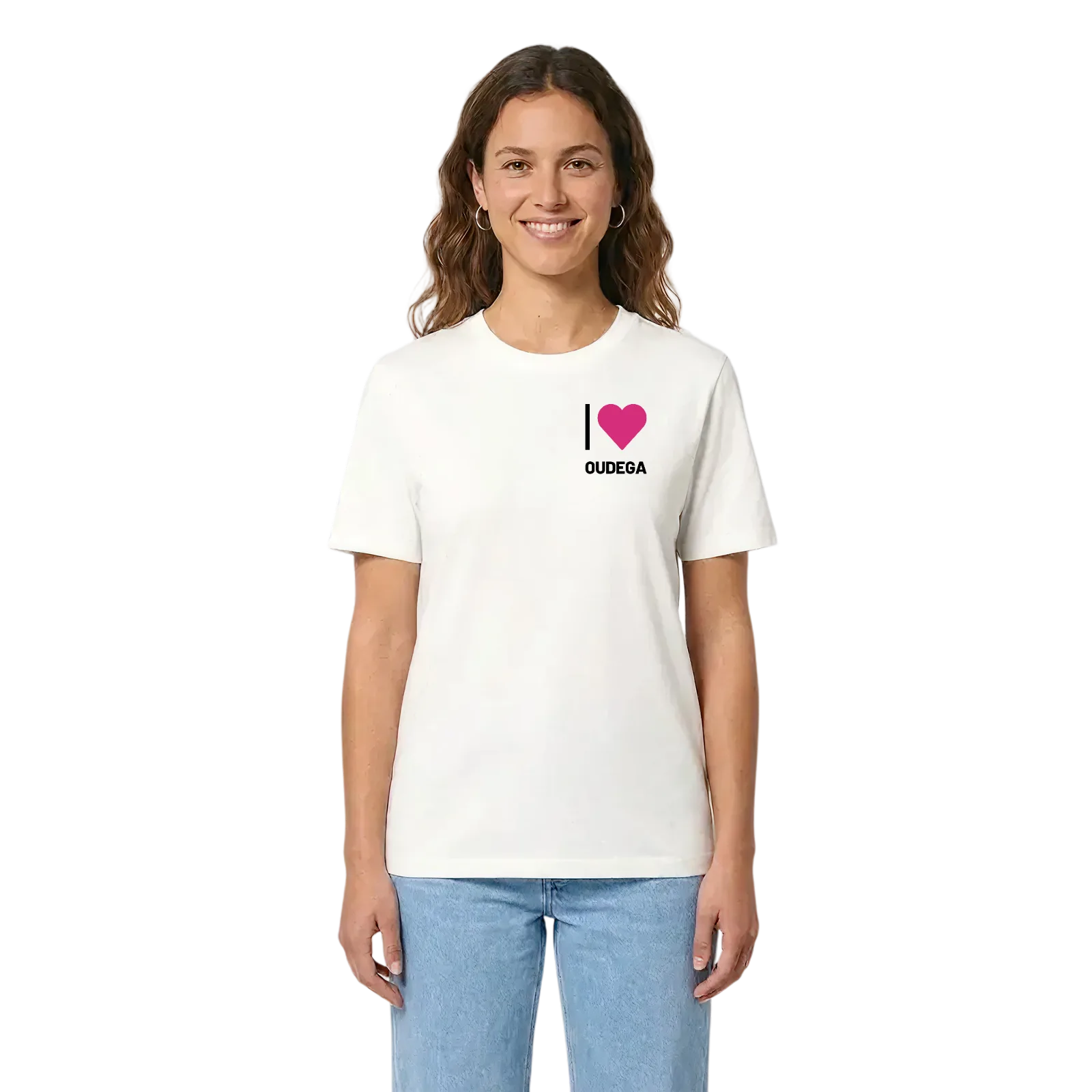 Jag älskar Oudega t-shirt litet tryck – White, i miljö