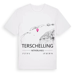 Terschelling karta t-shirt – ekologisk bomull t-shirt från Pinshirt