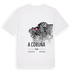 A Coruña karta t-shirt – ekologisk bomull t-shirt från Pinshirt