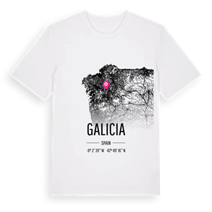 Galicia karta t-shirt – ekologisk bomull t-shirt från Pinshirt
