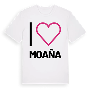 Jag älskar Moaña t-shirt stort tryck – ekologisk bomull t-shirt från Pinshirt