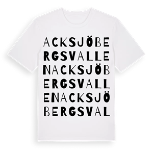Acksjöbergsvallen ordlek t-shirt – ekologisk bomull t-shirt från Pinshirt