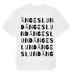 Ängeslund ordlek t-shirt – ekologisk bomull t-shirt från Pinshirt