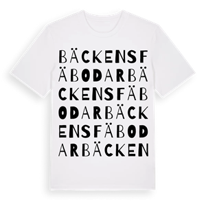 Bäckens fäbodar ordlek t-shirt – ekologisk bomull t-shirt från Pinshirt
