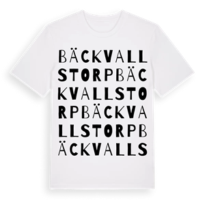 Bäckvallstorp ordlek t-shirt – ekologisk bomull t-shirt från Pinshirt