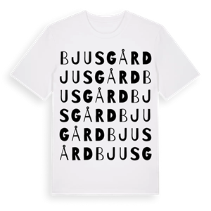 Bjusgård ordlek t-shirt – ekologisk bomull t-shirt från Pinshirt